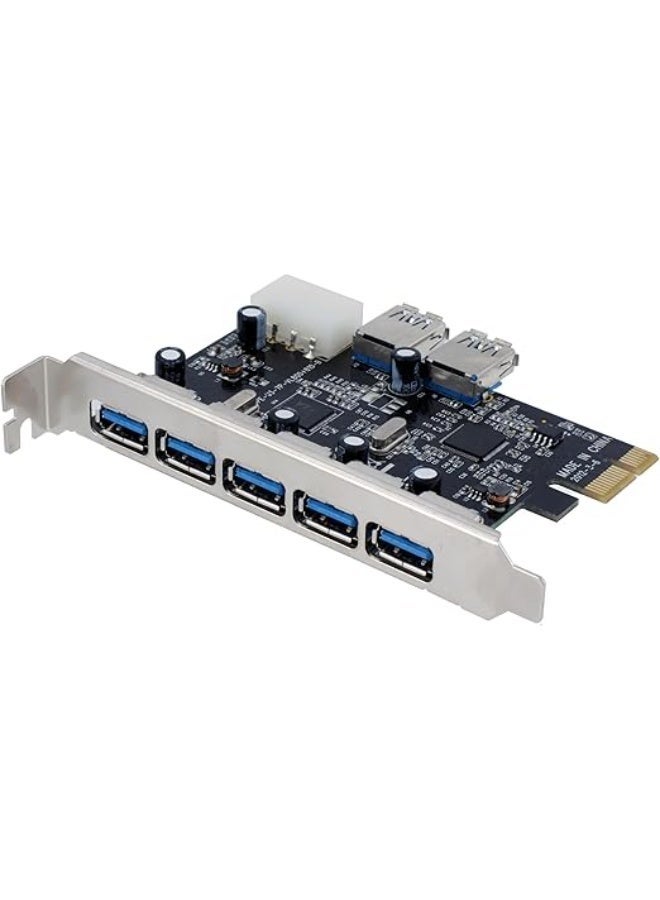 Universal 7-Port PCI Express USB 3.0 Expansion Card with High-Speed UASP Support and Dedicated Power Connector - Image 1